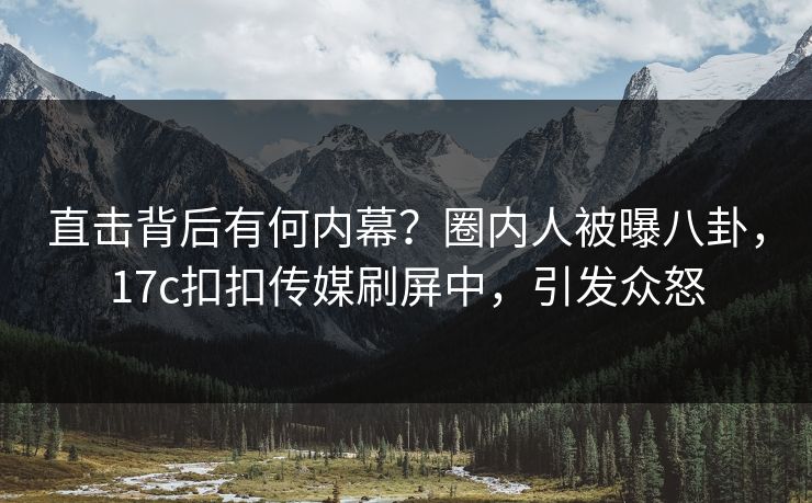 直击背后有何内幕？圈内人被曝八卦，17c扣扣传媒刷屏中，引发众怒