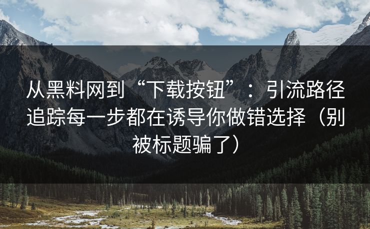 从黑料网到“下载按钮”：引流路径追踪每一步都在诱导你做错选择（别被标题骗了）